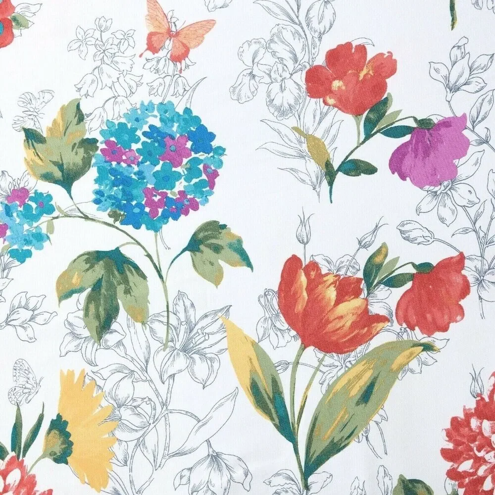 Pioneer Woman Blooming Bouquet Fabric Shower Curtain Floral Bath Embroidered NEW